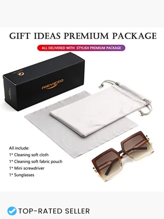 Oversized Square Sunglasses Retro UV400 Protection Big Frame Fashion main image 6